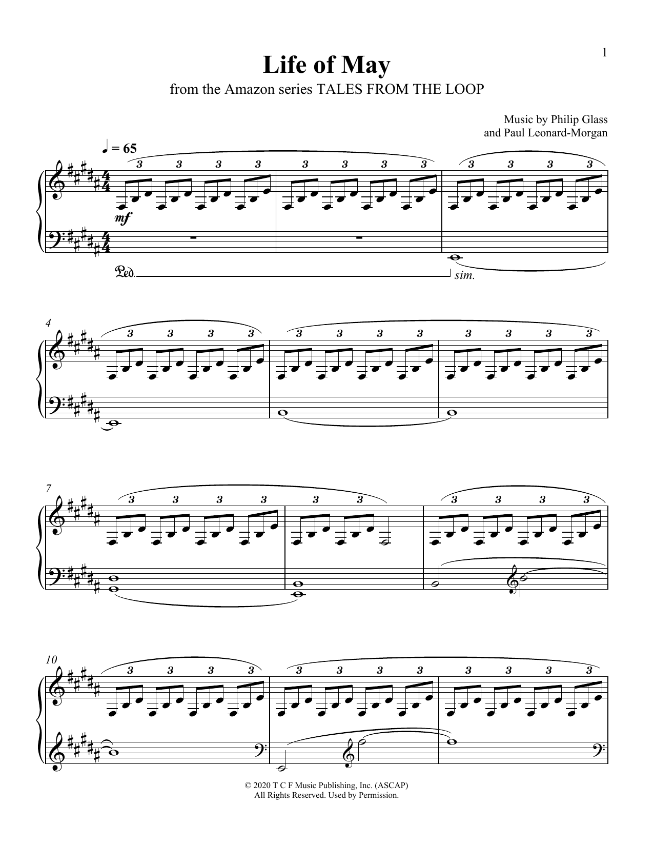 Philip Glass and Paul Leonard-Morgan Life Of May (from Tales From The Loop) Sheet Music