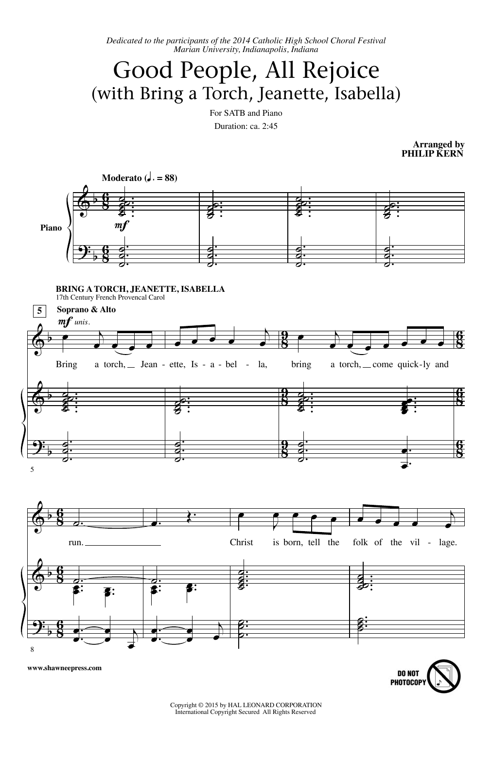 Philip Kern Good People, All Rejoice (with Bring a Torch, Jeanette, Isabella) Sheet Music