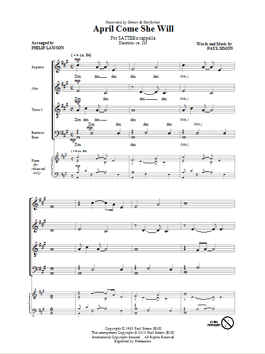 Philip Lawson April Come She Will Sheet Music