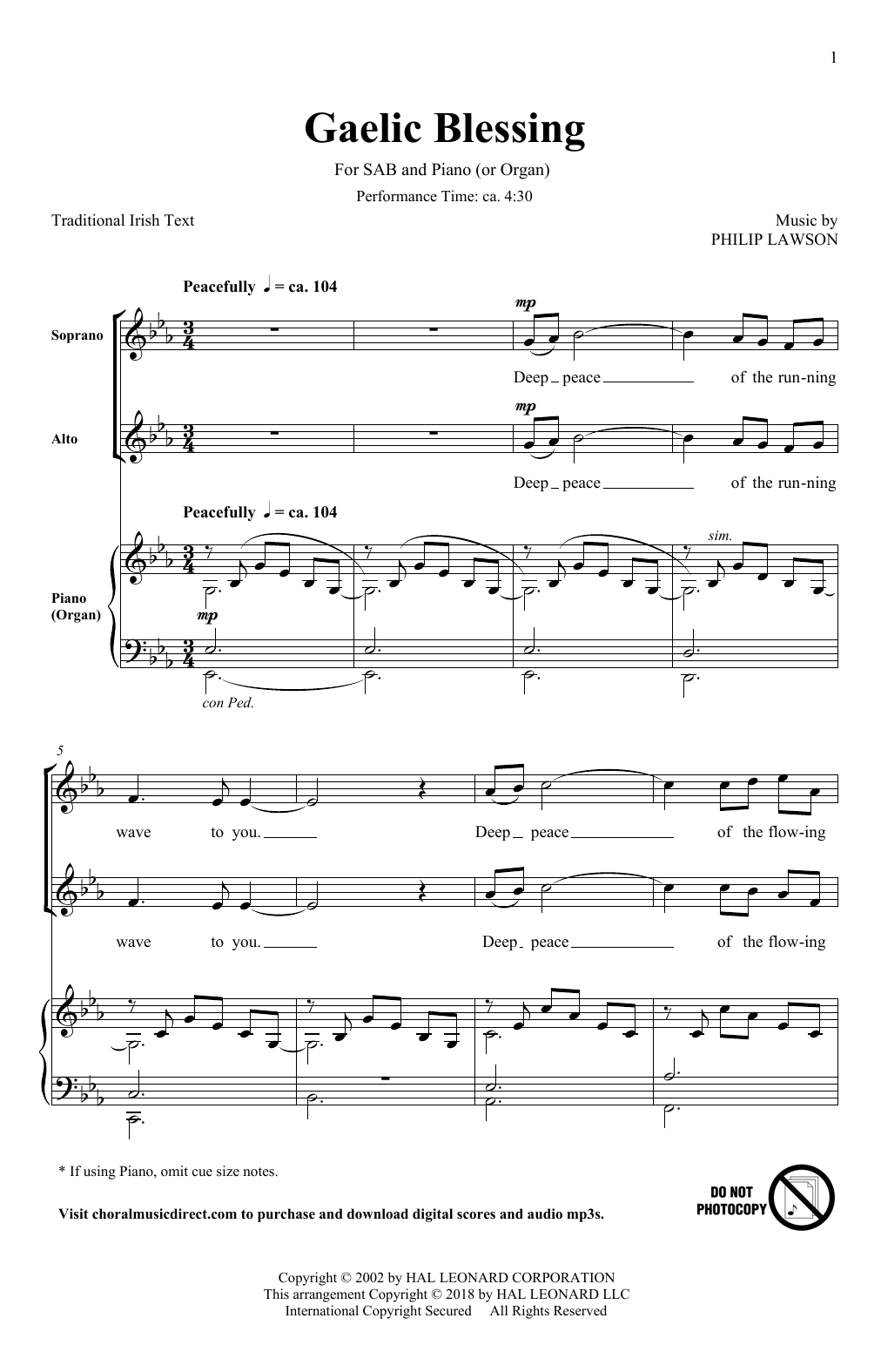 Philip Lawson Gaelic Blessing Sheet Music