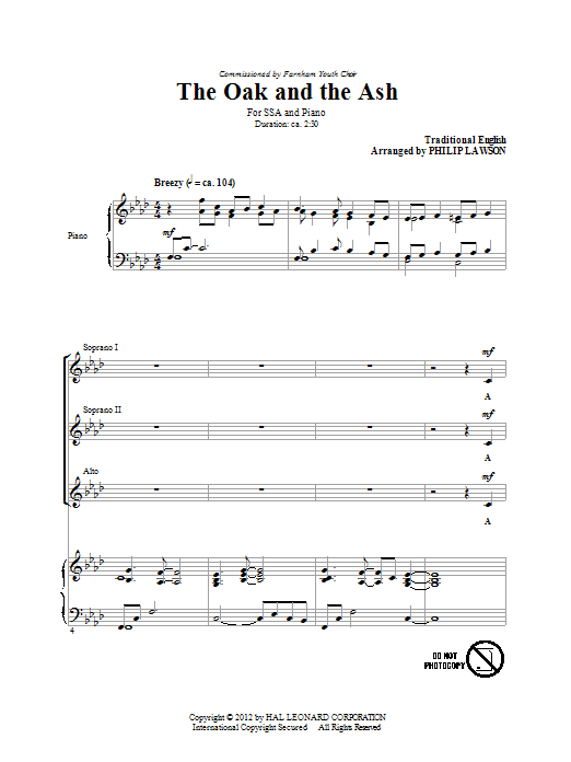 Philip Lawson The Oak And The Ash (Love Will Find Out The Way) Sheet Music