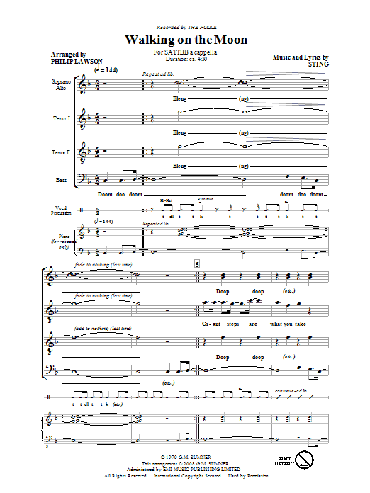 Philip Lawson Walking On The Moon Sheet Music