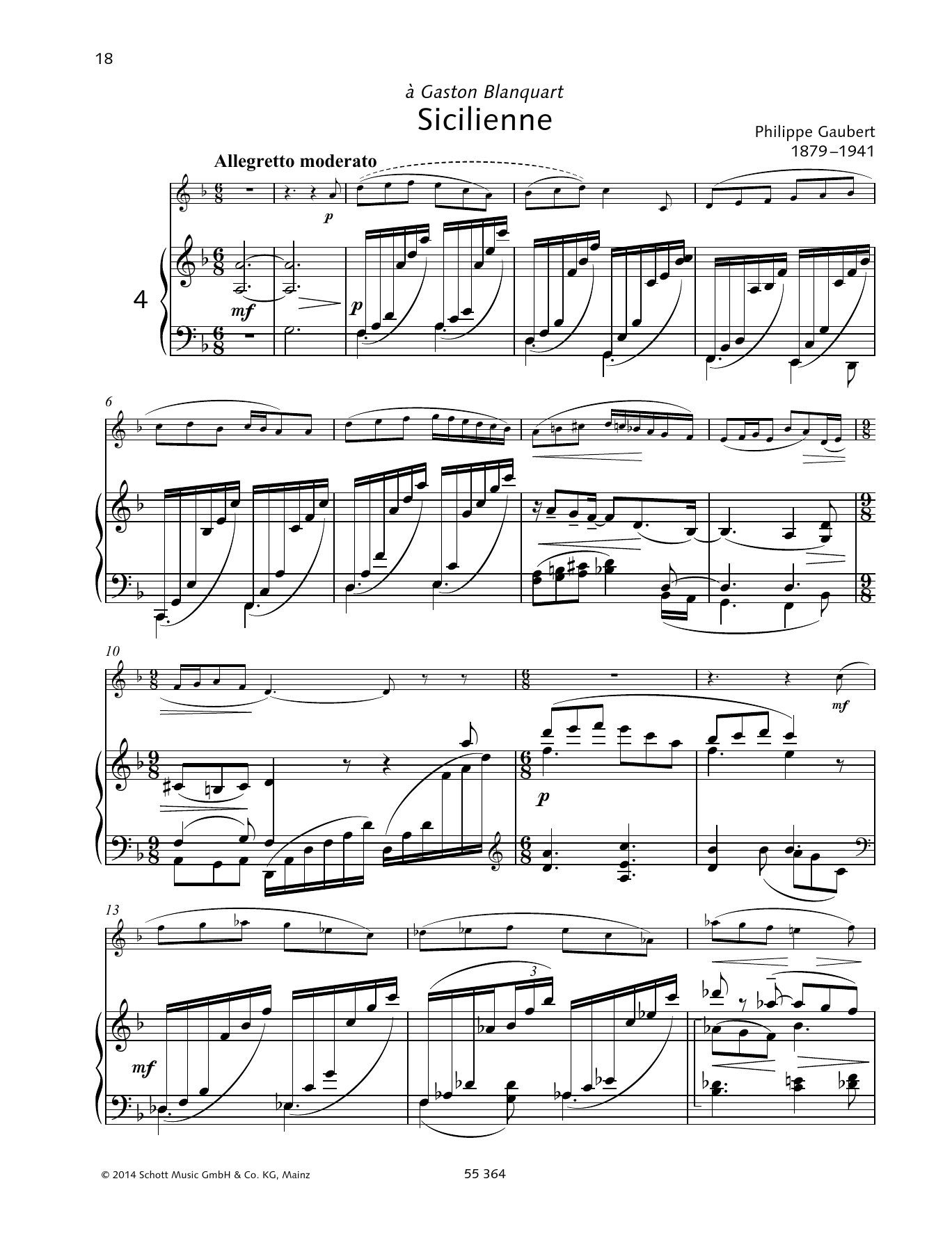 Philippe Gaubert Sicilienne Sheet Music