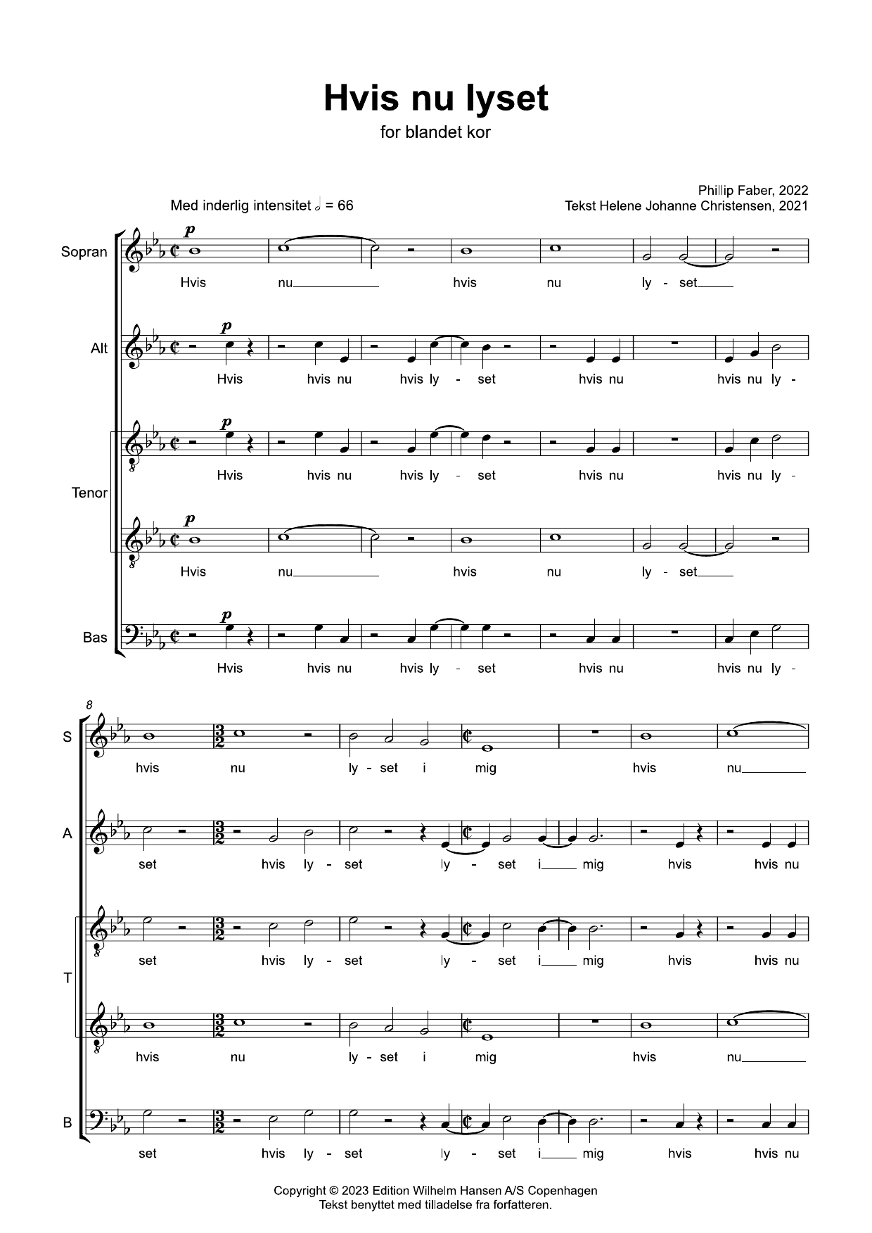 Phillip Faber Hvis Nu Lyset (SATTB) Sheet Music