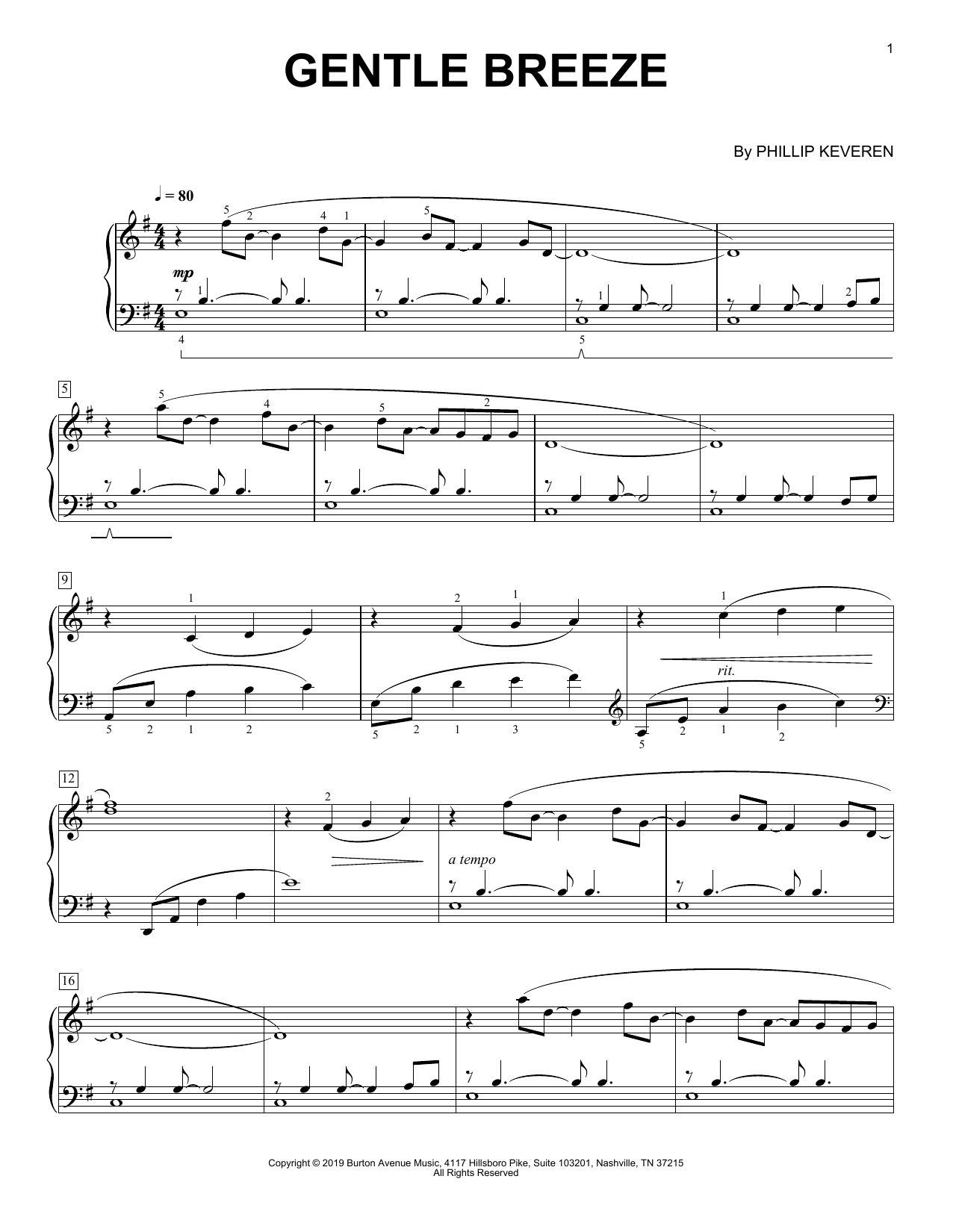 Phillip Keveren Gentle Breeze Sheet Music