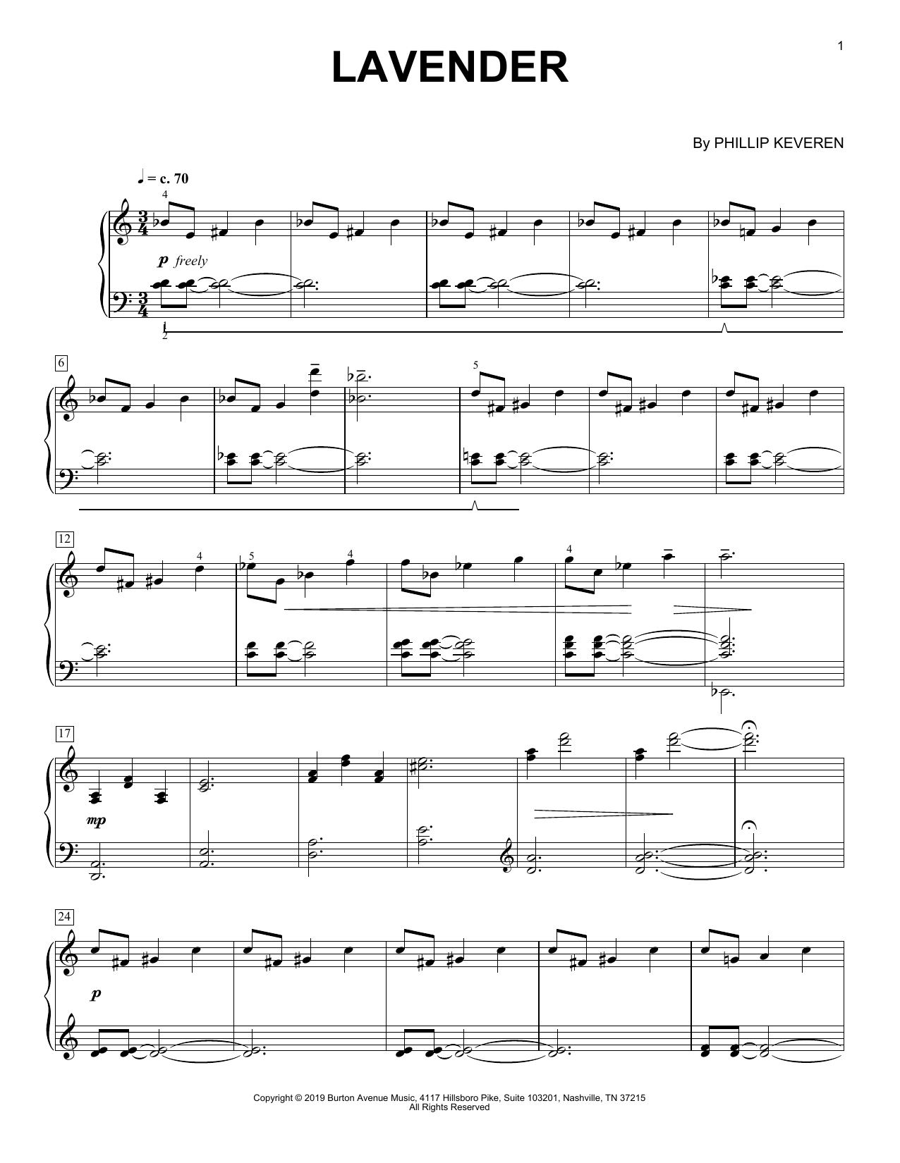 Phillip Keveren Lavender Sheet Music
