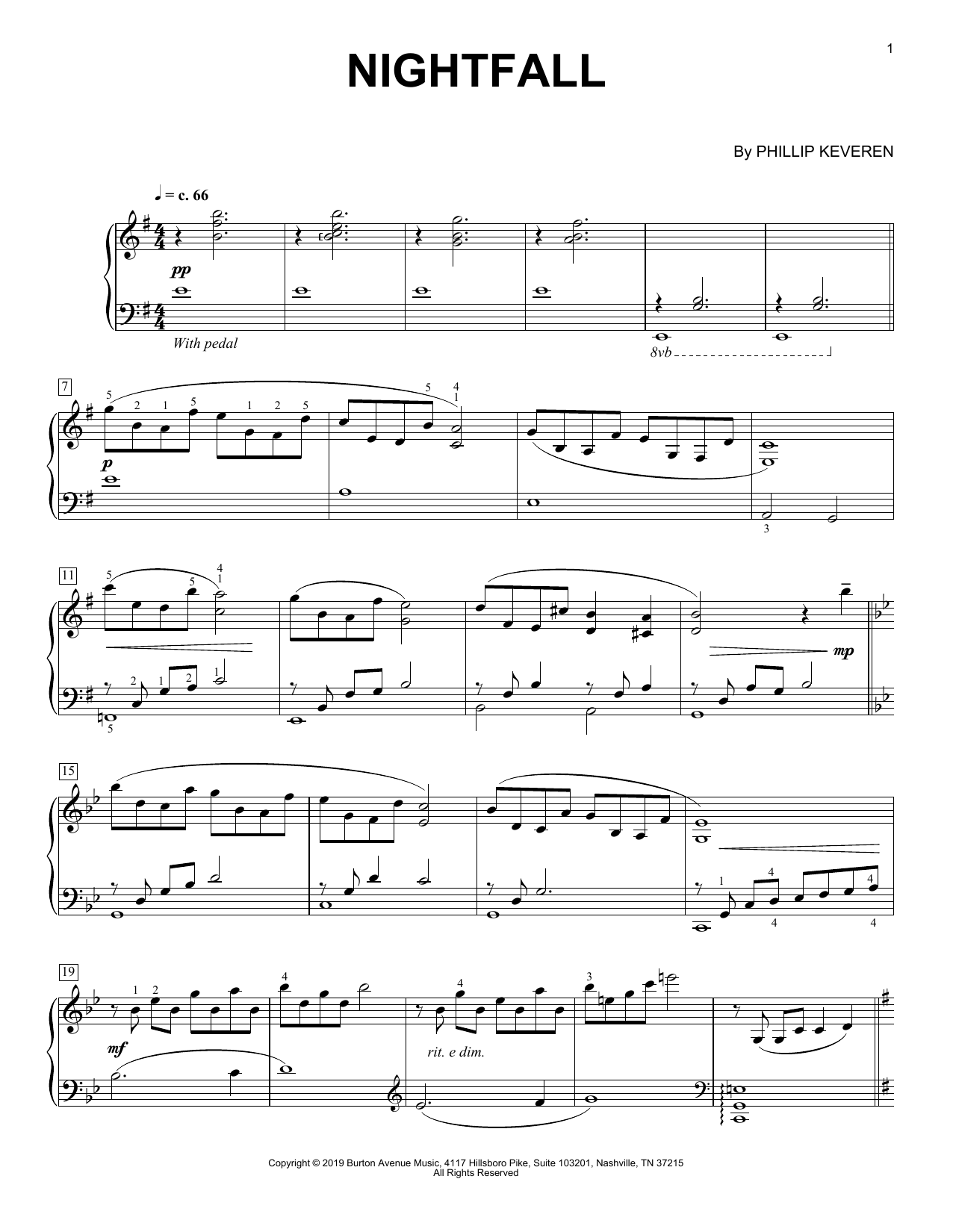 Phillip Keveren Nightfall Sheet Music