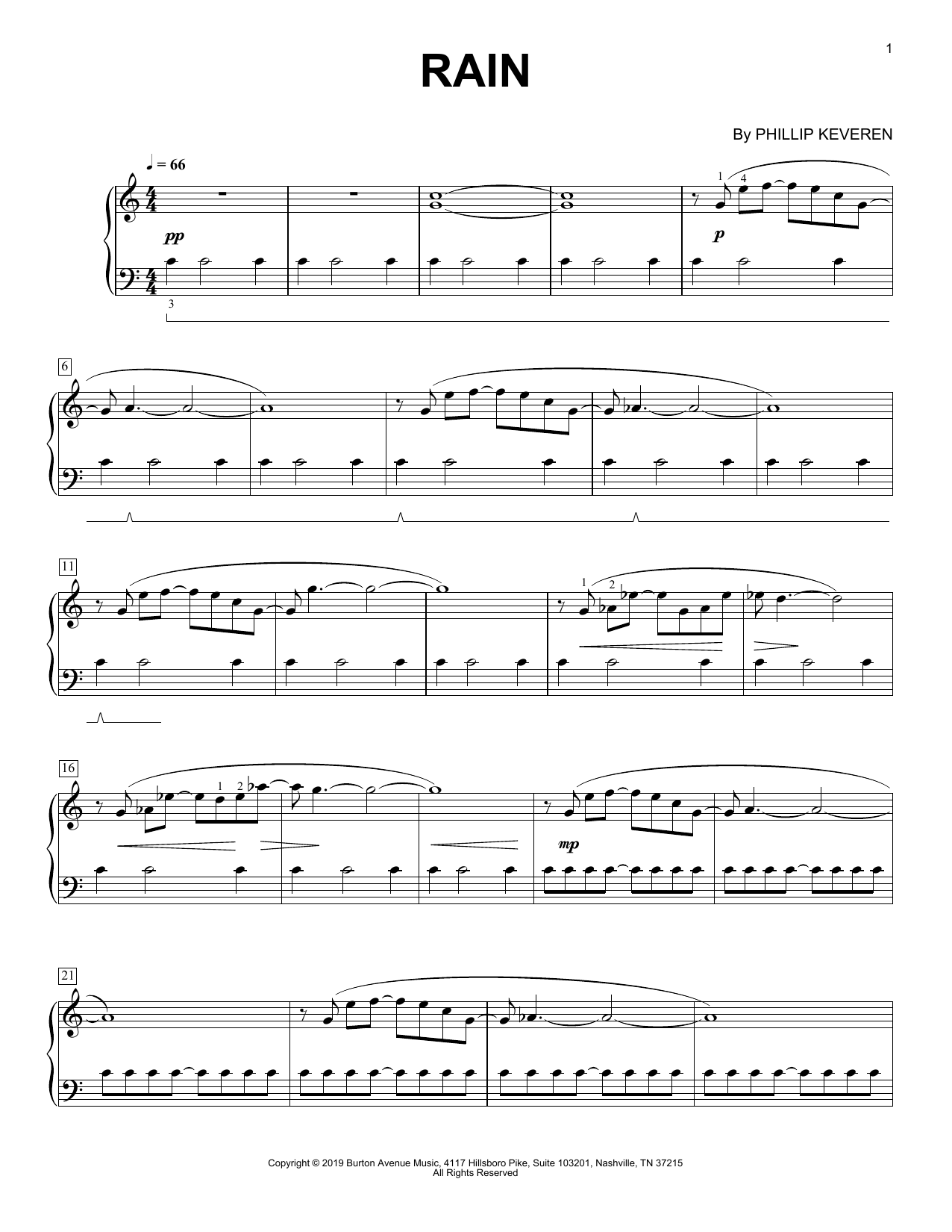 Phillip Keveren Rain Sheet Music