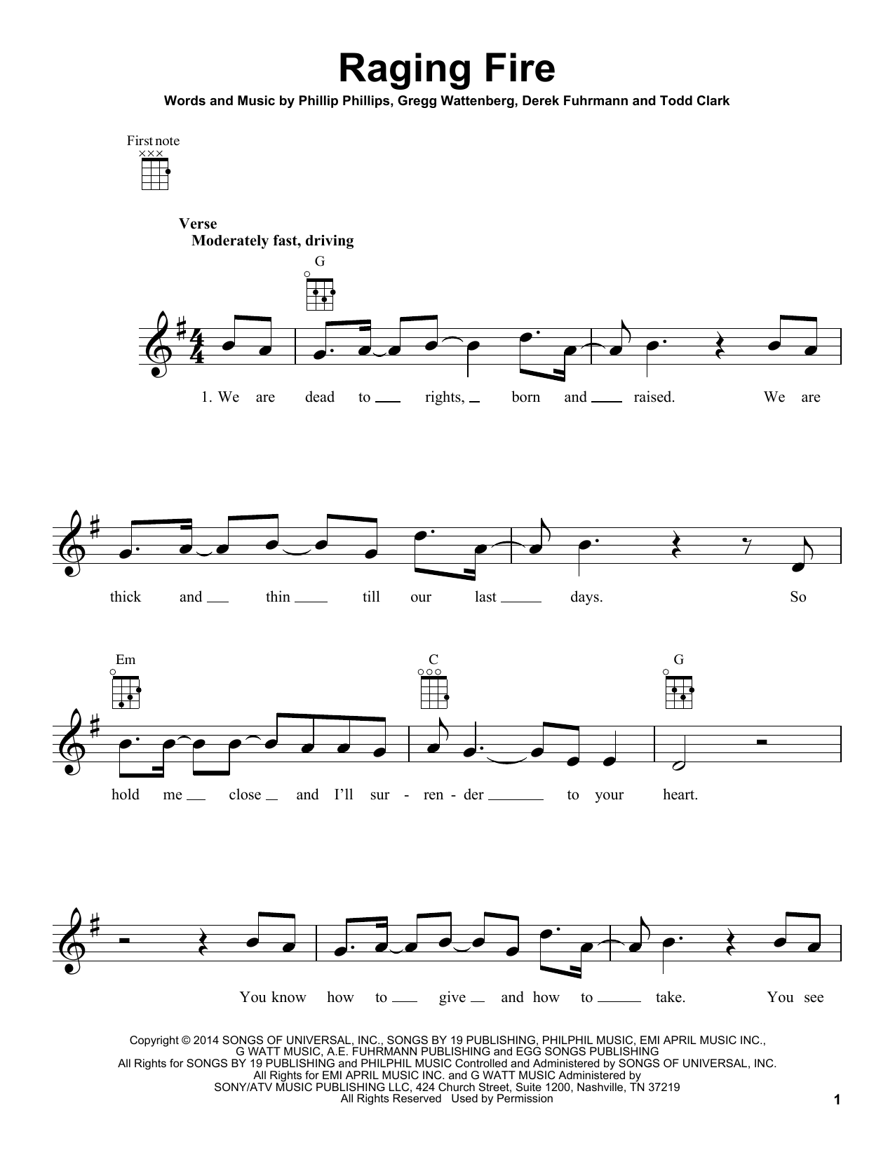 Phillip Phillips Raging Fire Sheet Music