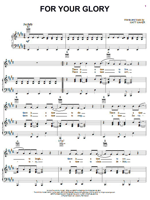 Phillips, Craig & Dean For Your Glory Sheet Music