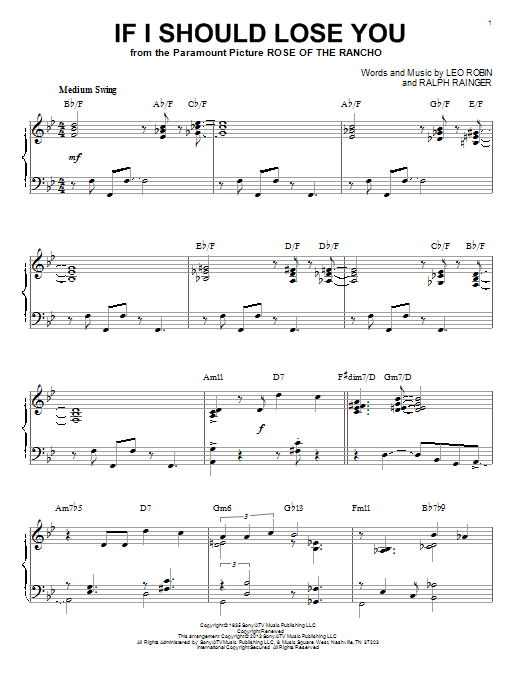 Phineas Newborn If I Should Lose You (arr. Brent Edstrom) Sheet Music