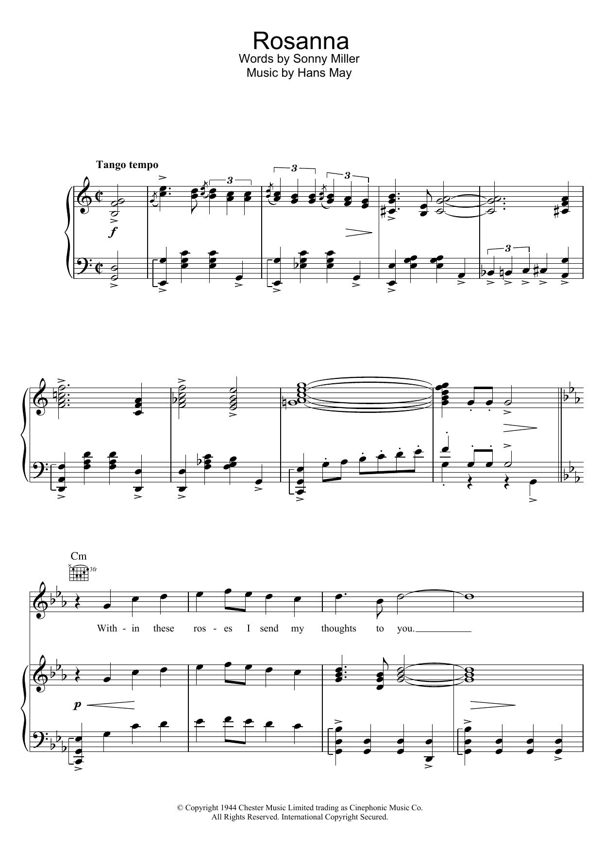 Phyllis Calvert Rosanna (from Madonna of the Seven Moons) Sheet Music