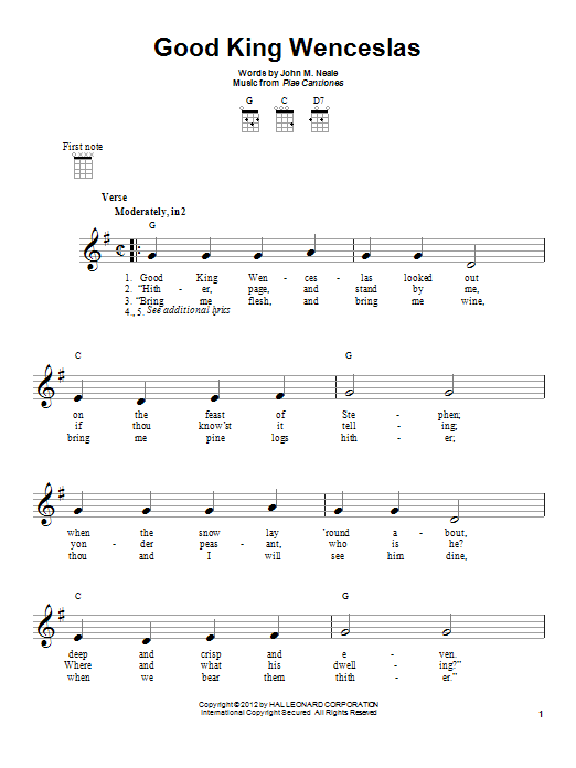 Piae Cantiones Good King Wenceslas Sheet Music