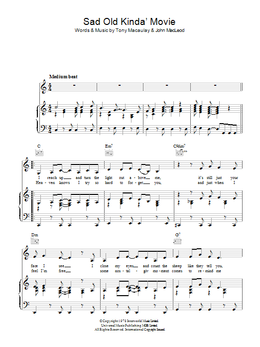 Pickettywitch Sad Old Kinda Movie (It's Like A) Sheet Music