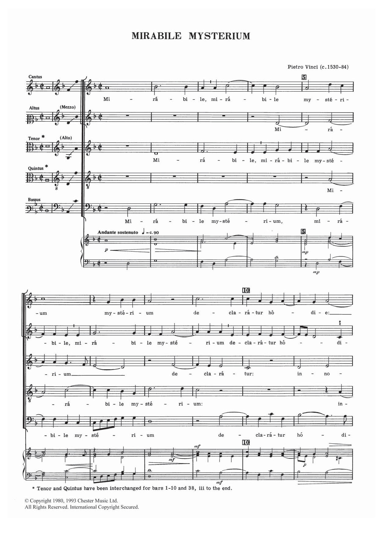 Pietro Vinci Mirabile Mysterium Sheet Music