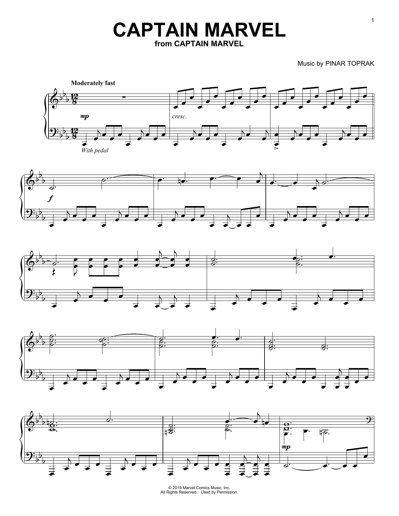 Pinar Toprak Captain Marvel Sheet Music