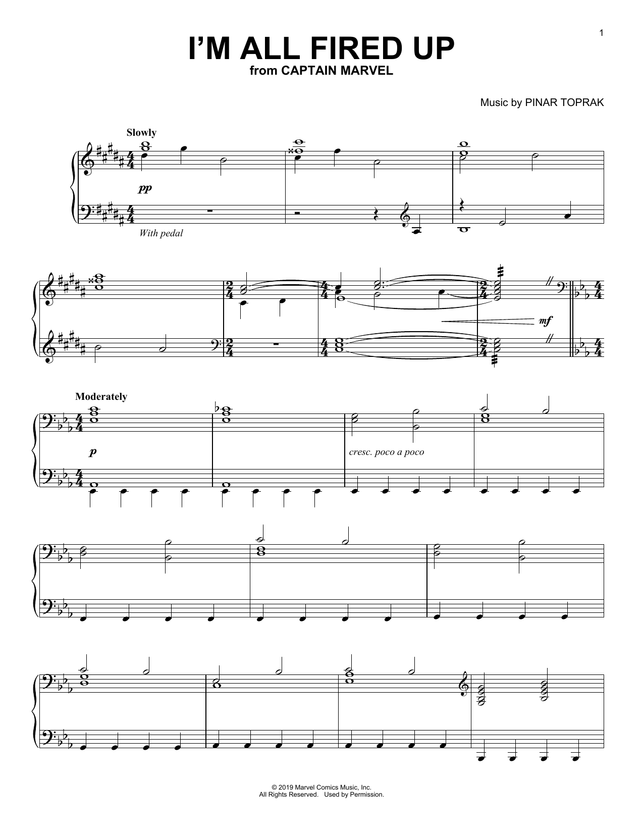 Pinar Toprak I'm All Fired Up (from Captain Marvel) Sheet Music