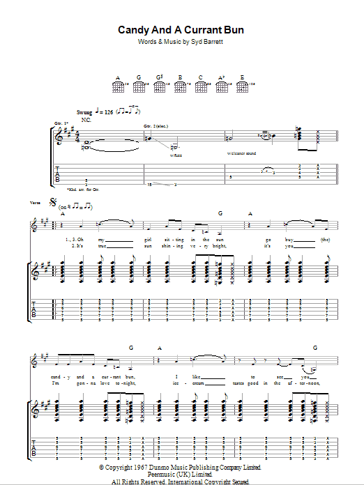 Pink Floyd Candy And A Currant Bun Sheet Music