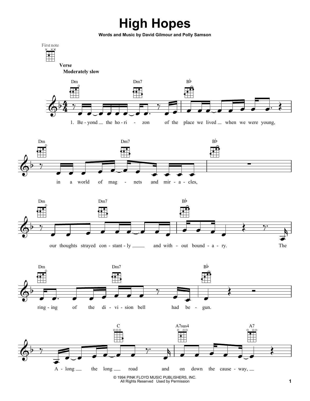 Pink Floyd High Hopes Sheet Music