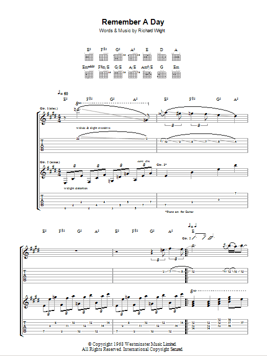 Pink Floyd Remember A Day Sheet Music