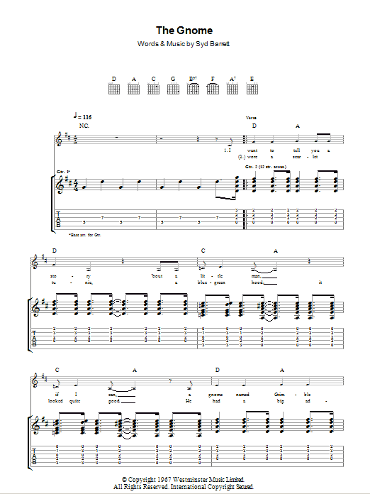 Pink Floyd The Gnome Sheet Music