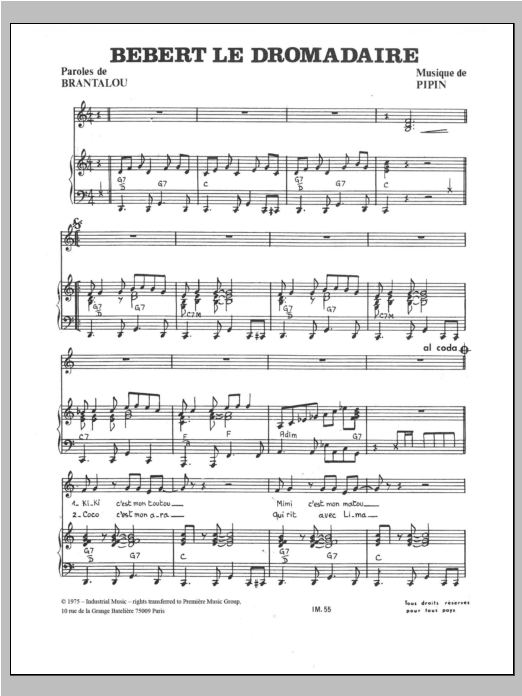 Pipin Bebert Le Dromadaire Sheet Music
