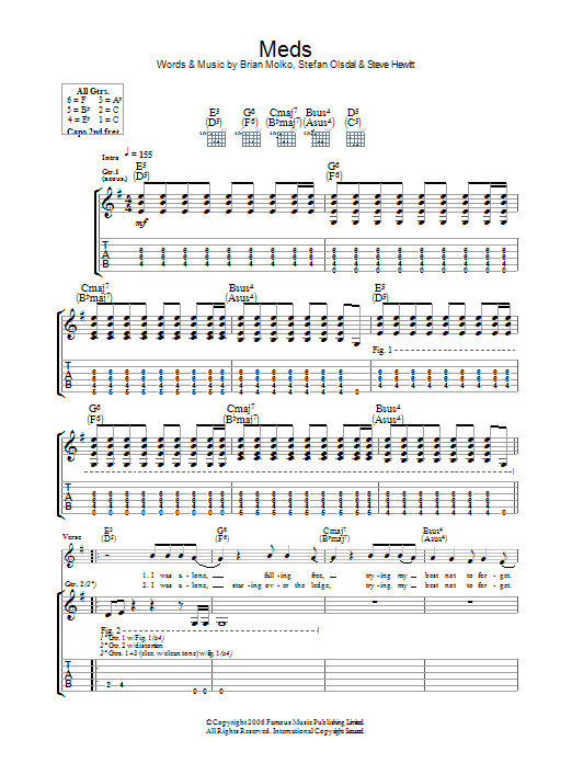 Placebo Meds Sheet Music