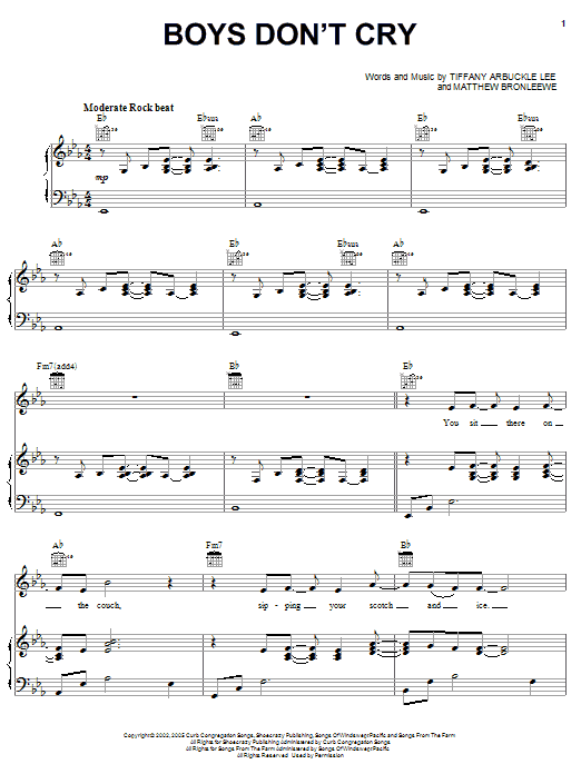 Plumb Boys Don't Cry Sheet Music