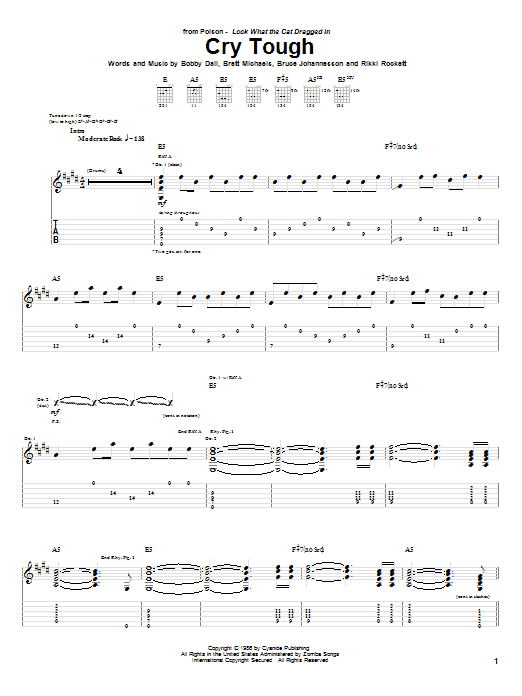 Poison Cry Tough Sheet Music