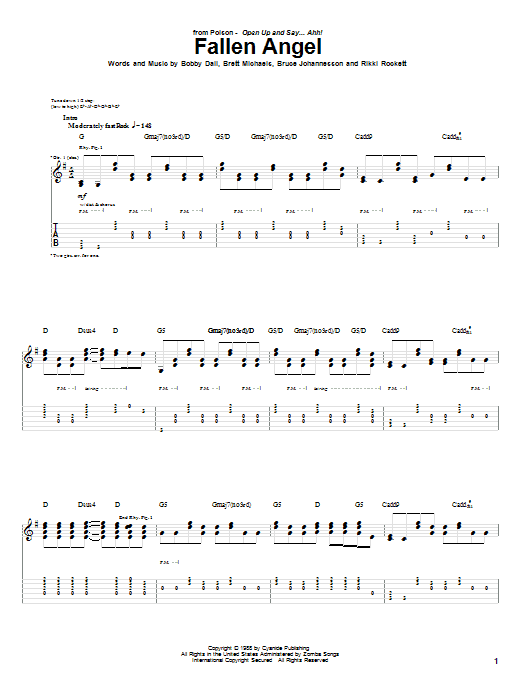 Poison Fallen Angel Sheet Music