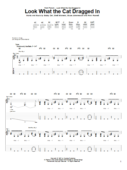 Poison Look What The Cat Dragged In Sheet Music