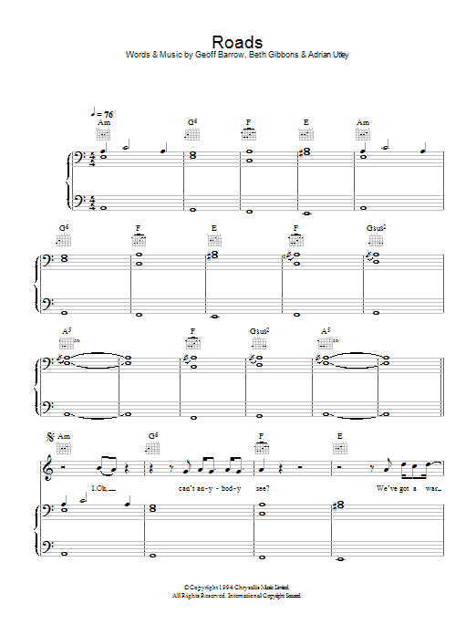 Portishead Roads Sheet Music