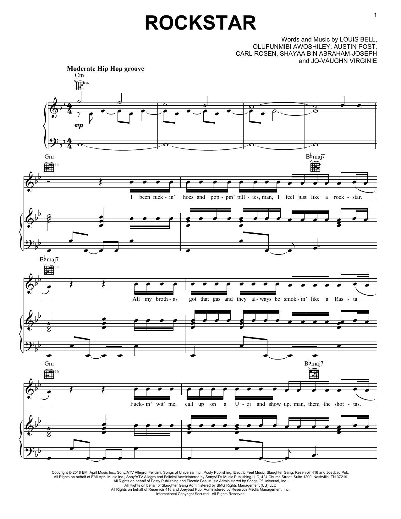 Post Malone (feat. 21 Savage) Rockstar Sheet Music
