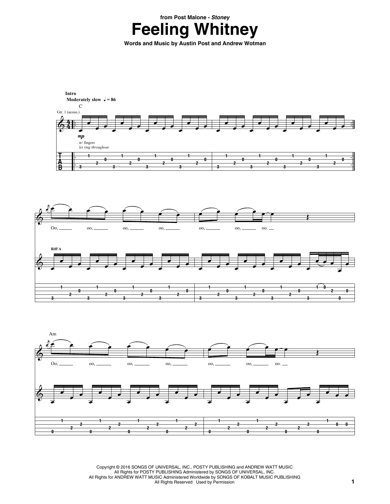 Post Malone Feeling Whitney Sheet Music
