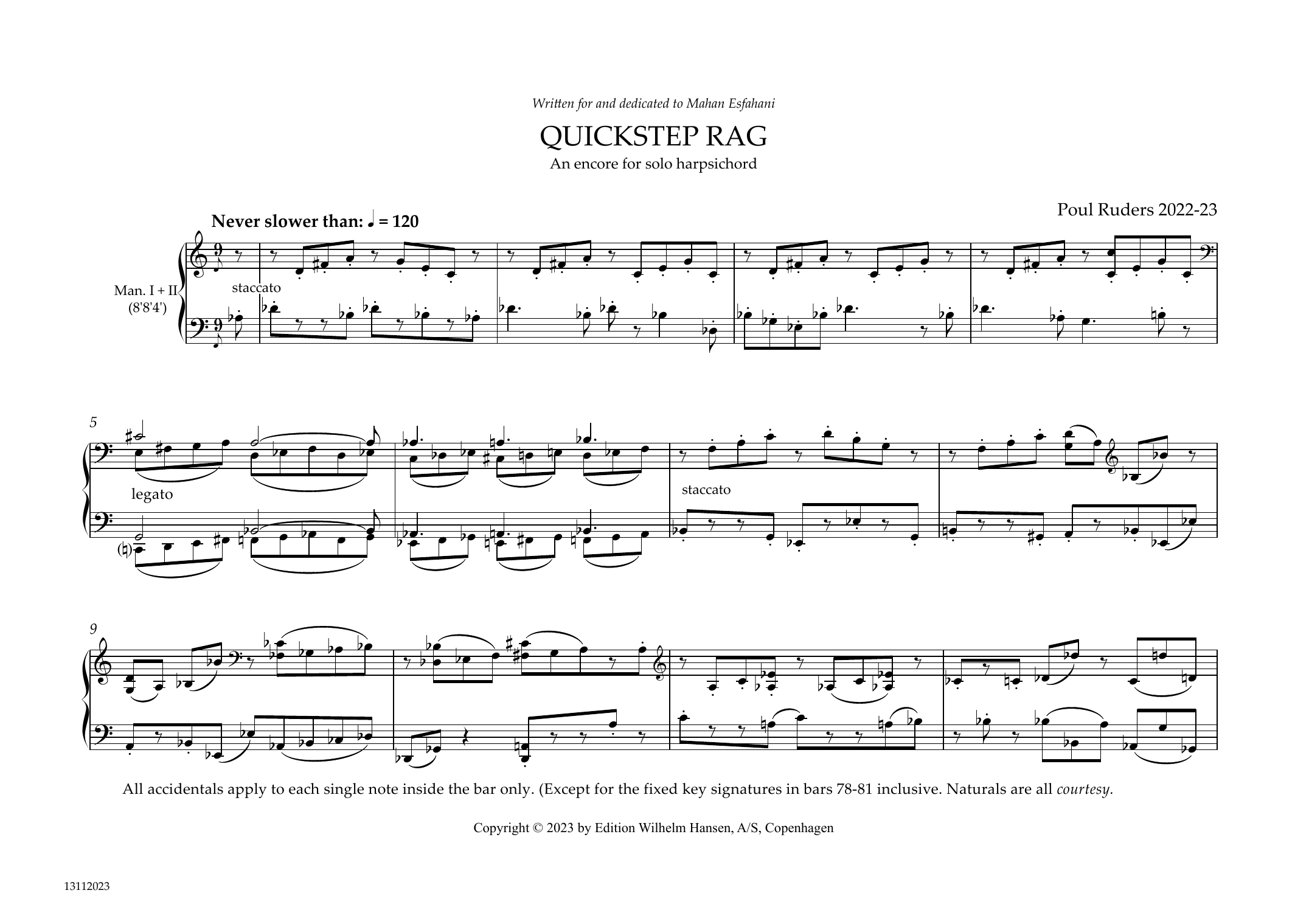 Poul Ruders Quickstep Rag Sheet Music