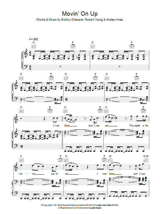 Primal Scream Movin' On Up Sheet Music