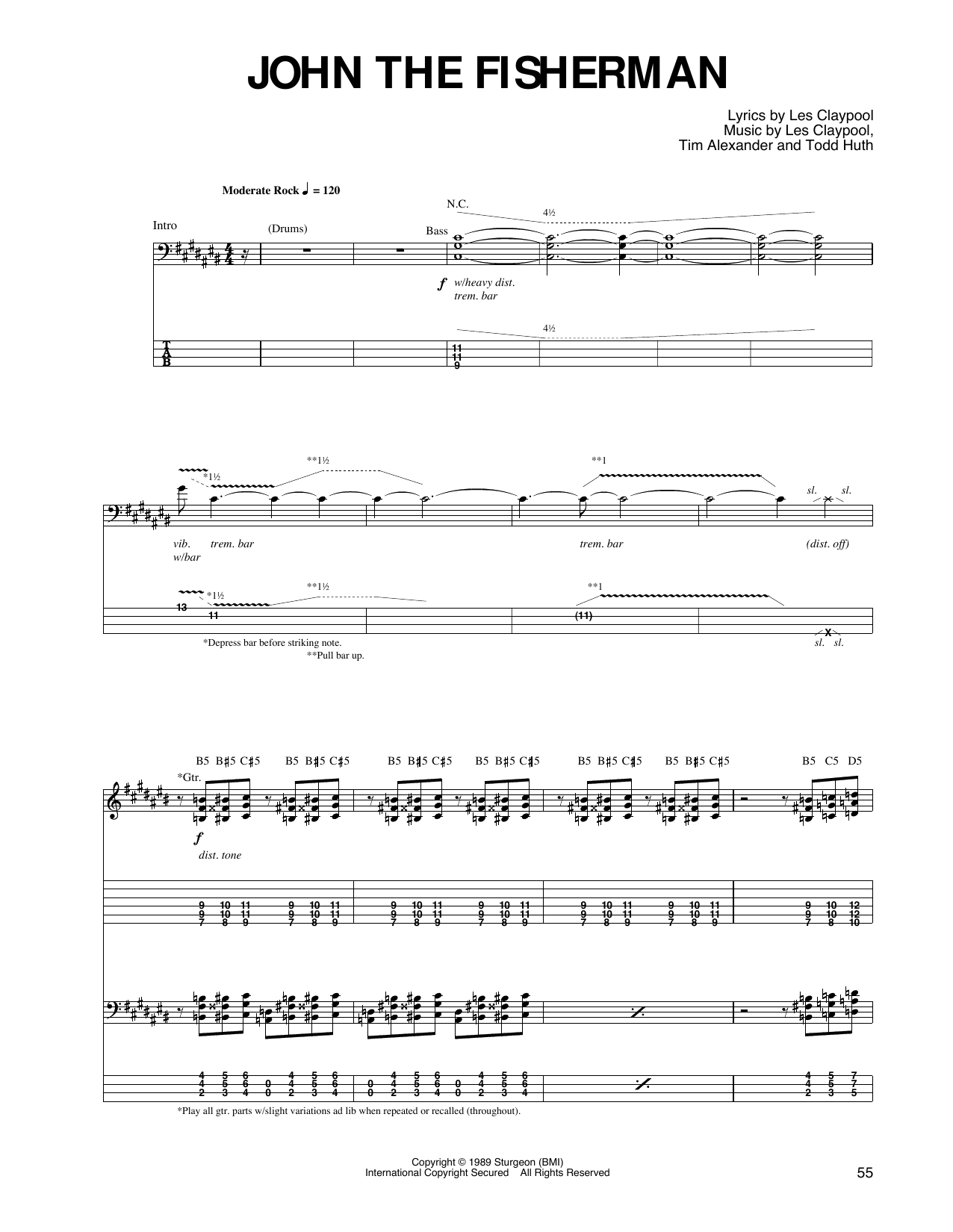 Primus John The Fisherman Sheet Music
