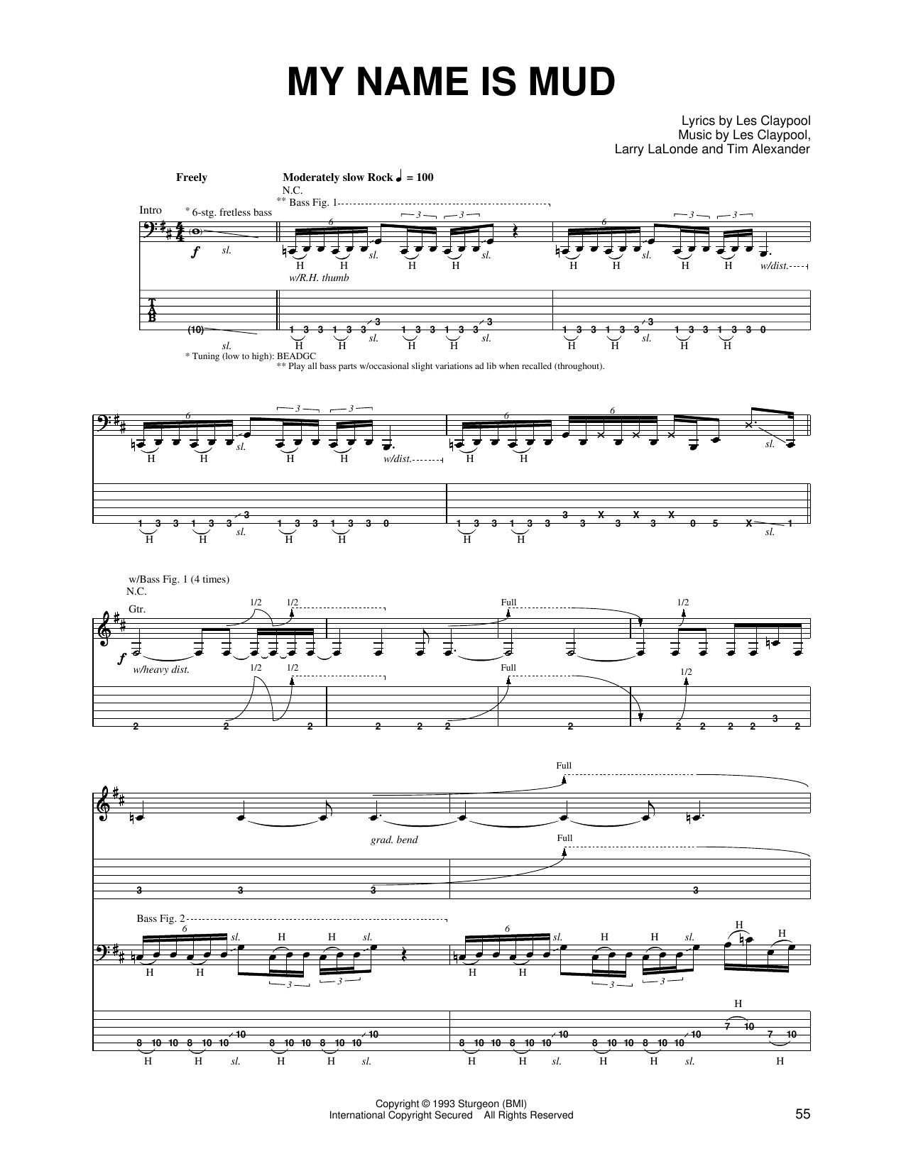 Primus My Name Is Mud Sheet Music