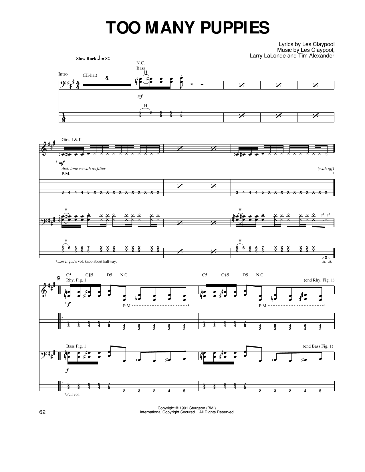 Primus Too Many Puppies Sheet Music