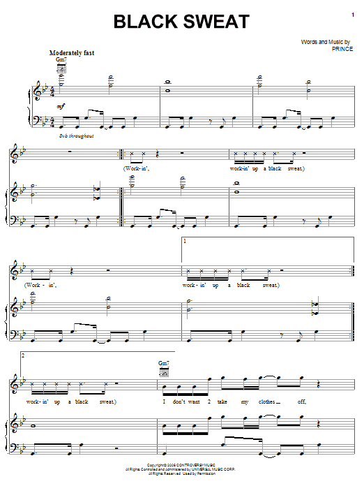 Prince Black Sweat Sheet Music