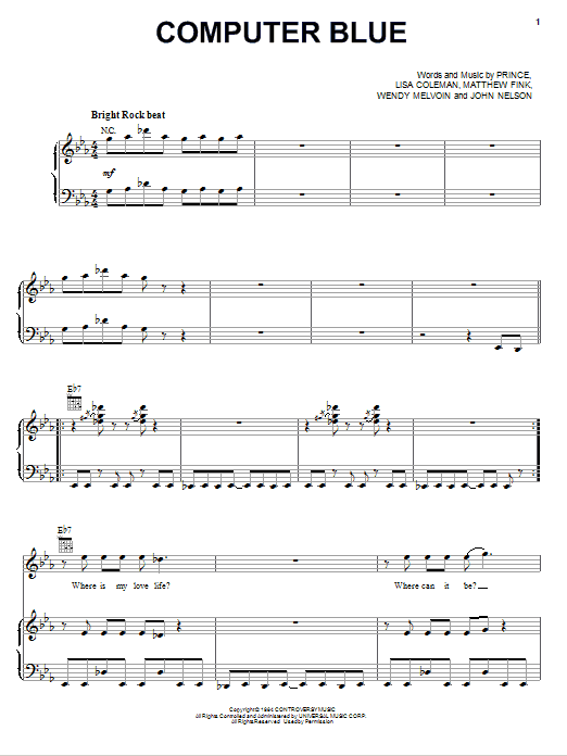 Prince Computer Blue Sheet Music