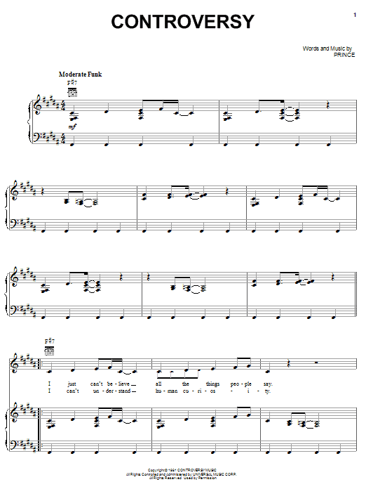 Prince Controversy Sheet Music