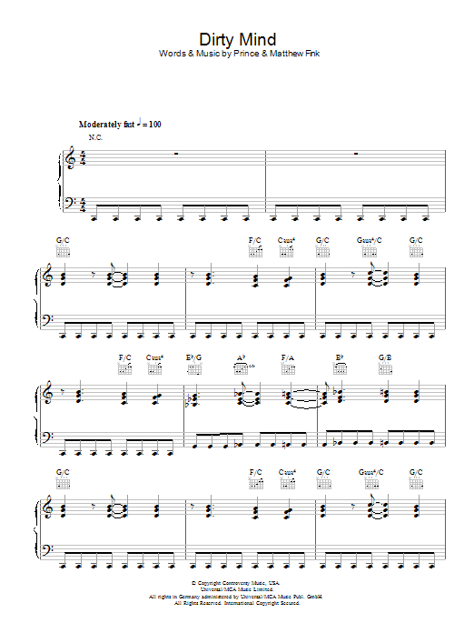 Prince Dirty Mind Sheet Music