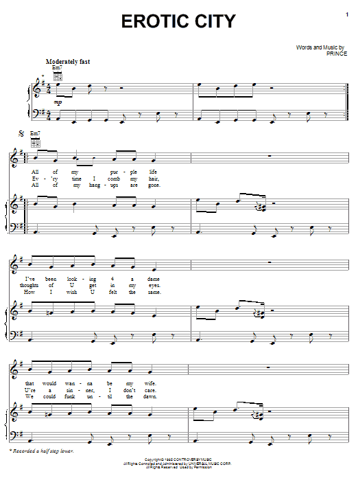 Prince Erotic City Sheet Music
