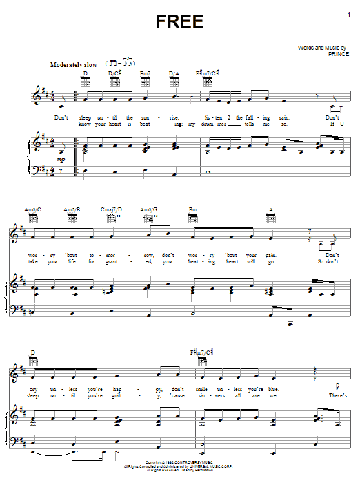 Prince Free Sheet Music