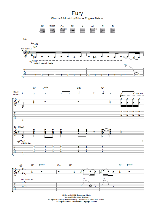 Prince Fury Sheet Music