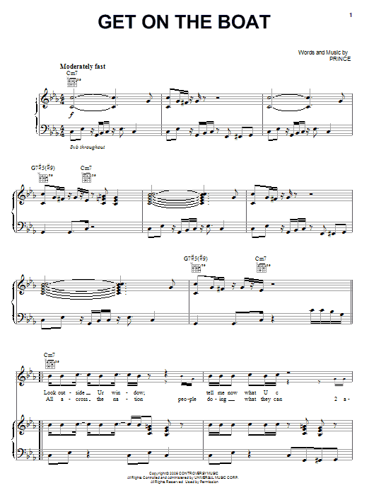 Prince Get On The Boat Sheet Music