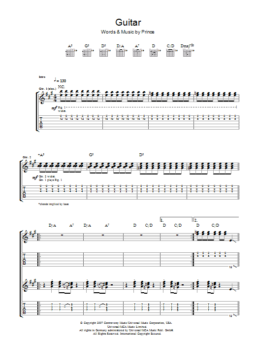Prince Guitar Sheet Music