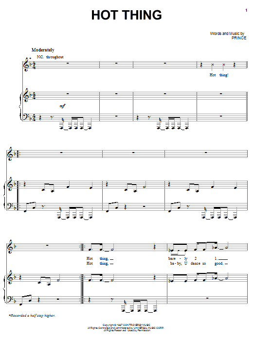 Prince Hot Thing Sheet Music