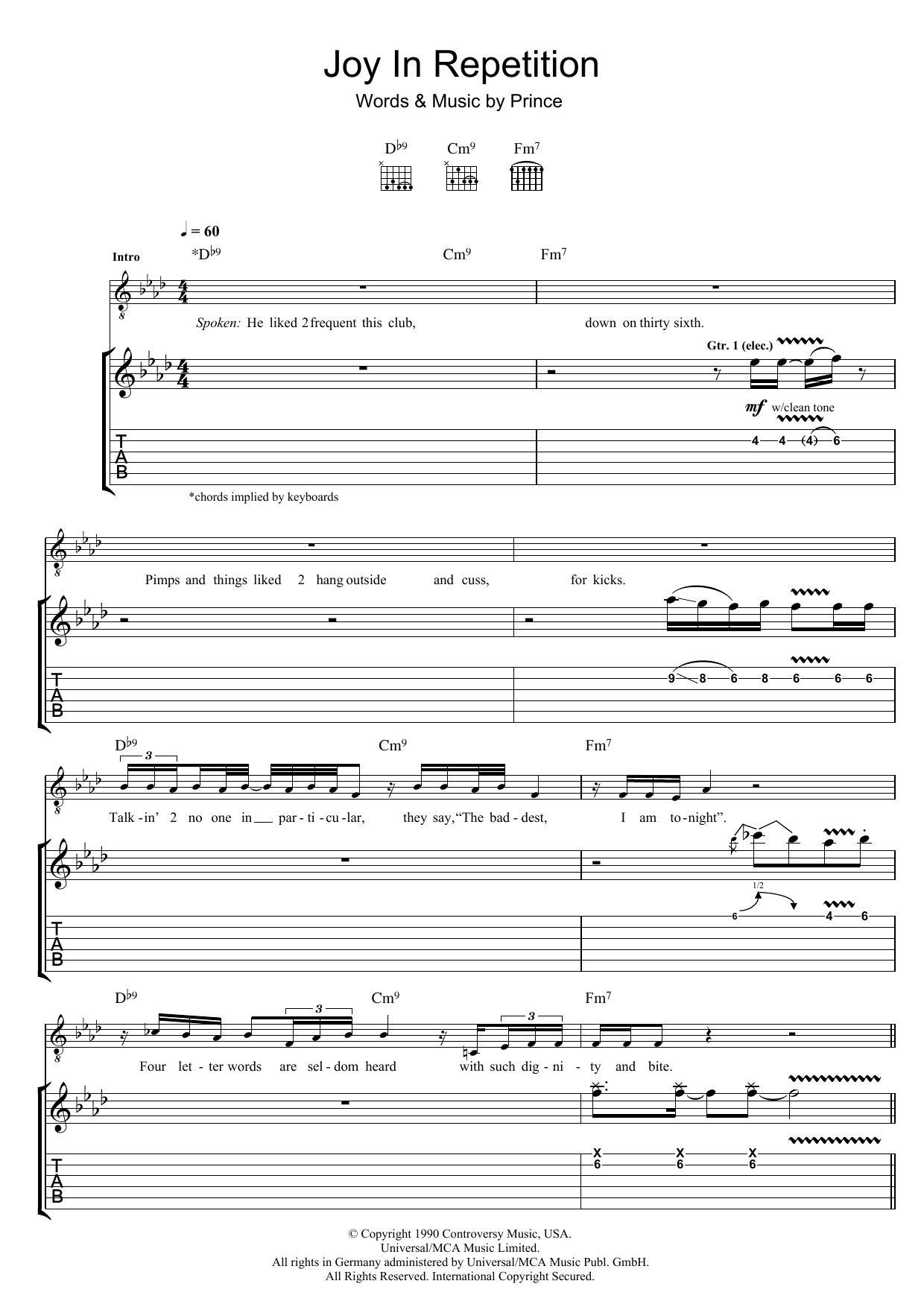Prince Joy In Repetition Sheet Music